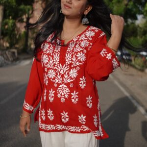 Mayra Modal White Thread Short Top