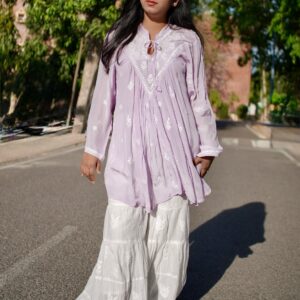 Kaira Crepe V-Neck Designer Chikankari Top