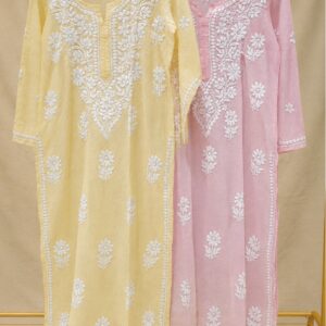 Khwaab Kota Doria White Thread Chikankari Kurti
