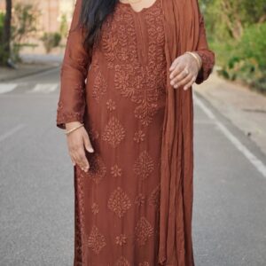 Mehr Pure Viscose 3D Chikankari Kurta & Kurta Set